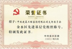 建基咨询党支部荣获“金水区先进基层党组织”荣誉称号